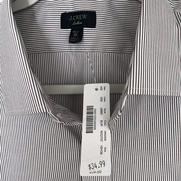 J.Crew Slim Fit  Cotton LS Button Down Shirt  Dark Blue, White  Bur Striped - Picture 2 of 6